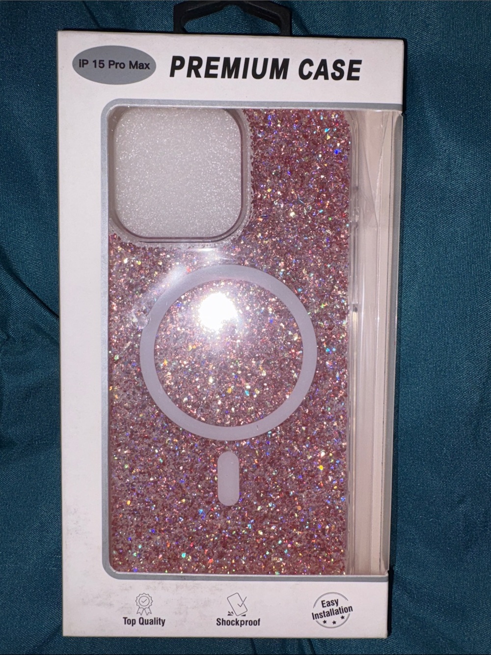 Premium Glitter Case -Compatible iPhone 15 Pro Max Case - Rose gold  glitter